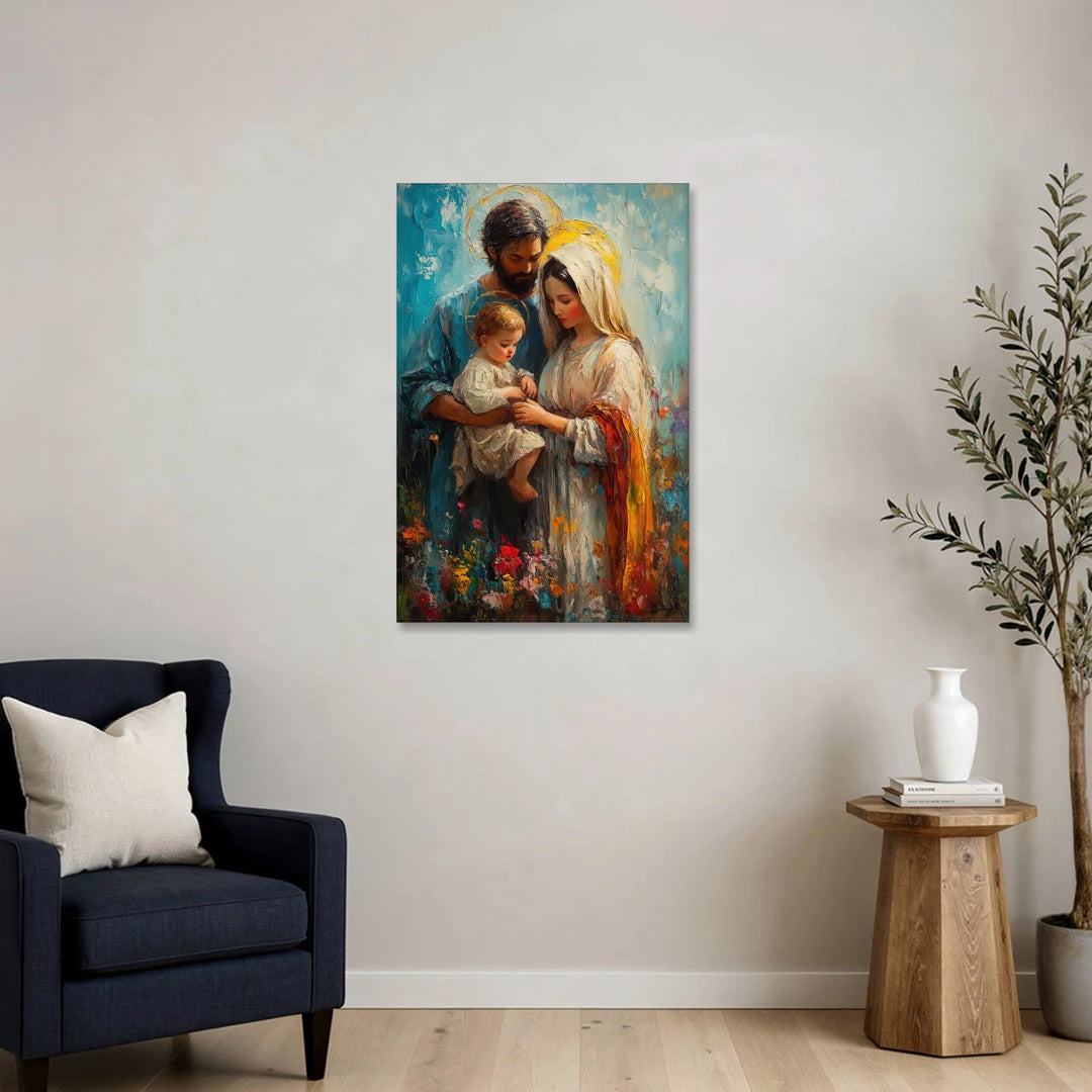 The Holy Family Christian Abstract - Canvas Wall Art - Sofa - 24x36
