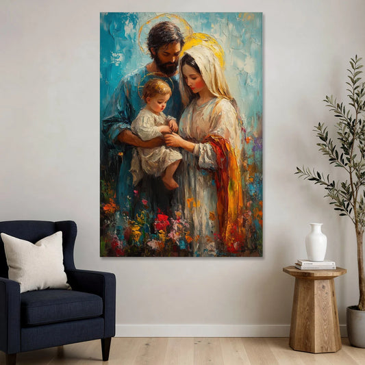 The Holy Family Christian Abstract - Canvas Wall Art - Sofa - 40x60
