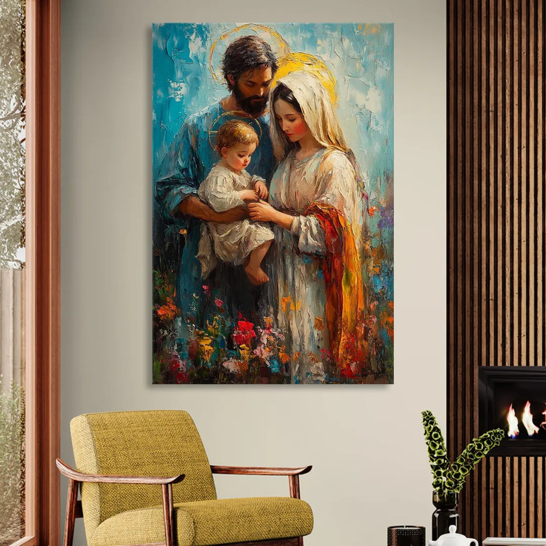 The Holy Family Christian Abstract Living Room - Canvas Wall Art