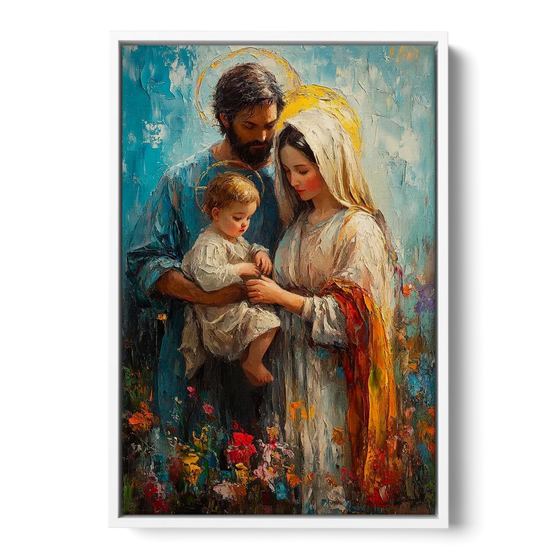 The Holy Family Christian Abstract Front - White Canvas Wall Art