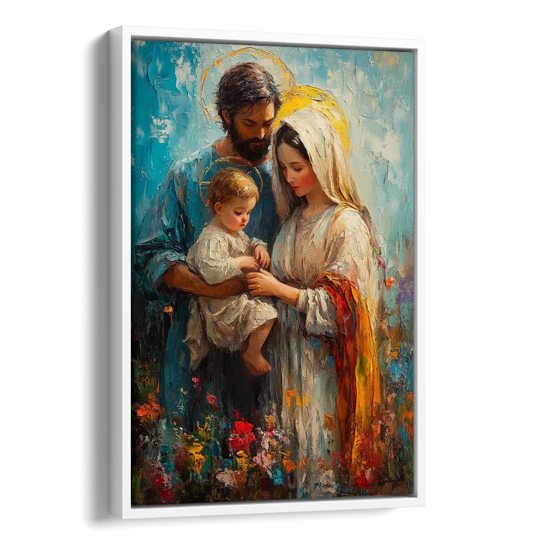 The Holy Family Christian Abstract Side - White Canvas Wall Art