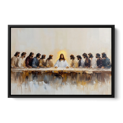 The Last Supper Modern Christian - Black Framed Canvas Wall Art - Front