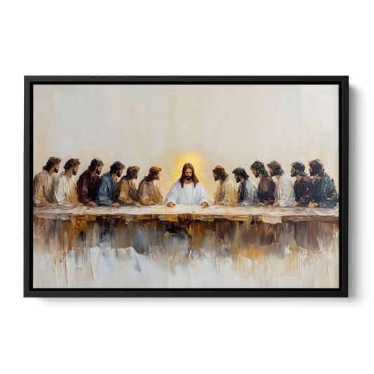 The Last Supper Modern Christian - Black Framed Canvas Wall Art - Front