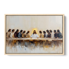 The Last Supper Modern Christian - Oak Framed Canvas Wall Art - Front