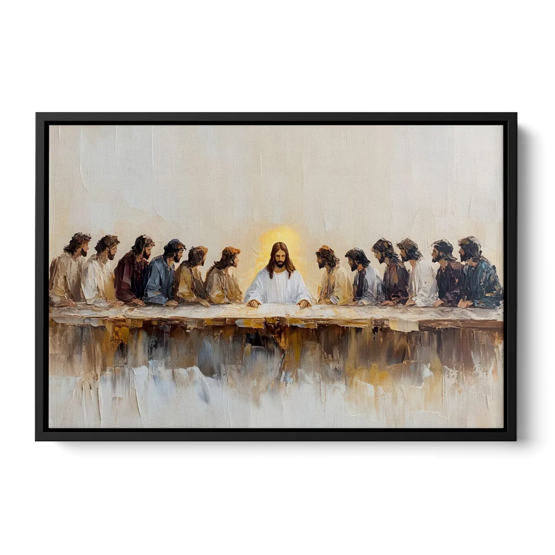 The Last Supper Modern Christian - Black Frame Canvas