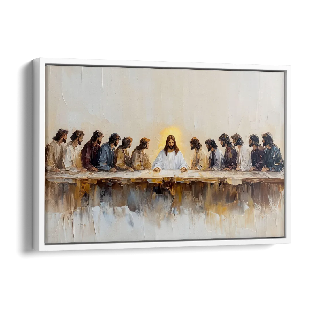 The Last Supper Modern Christian Side - White Canvas Wall Art