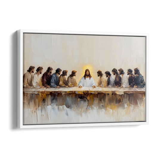 The Last Supper Modern Christian Side - White Canvas Wall Art