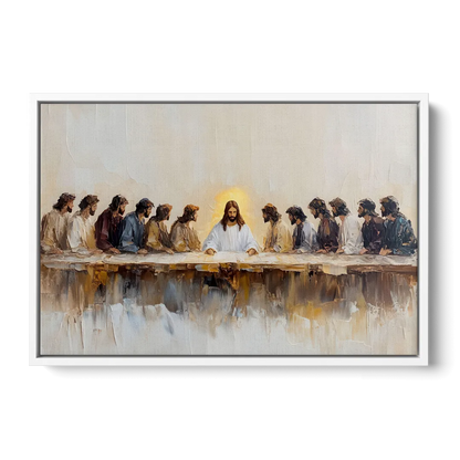 The Last Supper Modern Christian - White Frame Canvas
