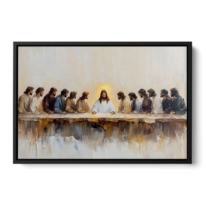 The Last Supper Modern Christian Front - Black Canvas Wall Art