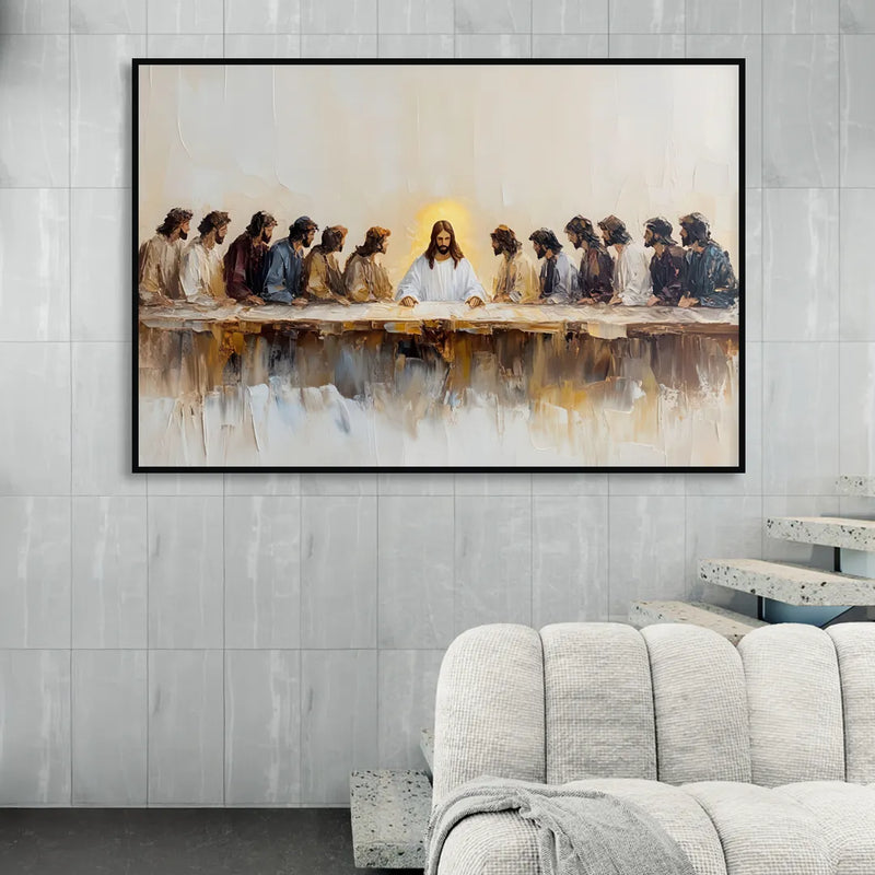 The Last Supper Modern Christian Living Room - Black Canvas Wall Art
