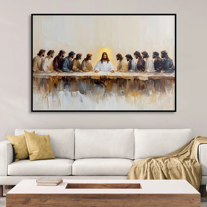 The Last Supper Modern Christian Sitting Room - Black Canvas Wall Art