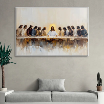 The Last Supper Modern Christian Sitting Room - White Canvas Wall Art