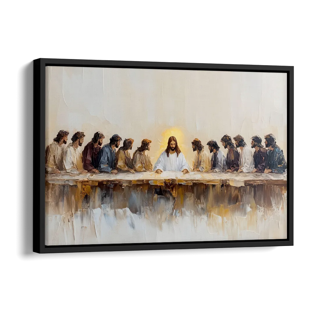 The Last Supper Modern Christian Side - Black Canvas Wall Art