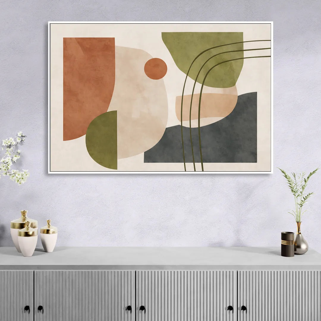 The Modern Composition Living Room - White Canvas Wall Art