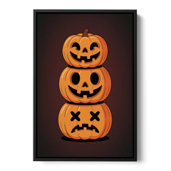 The Three Pumpkins - Black Framed Canvas Wall Art - Front