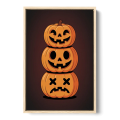The Three Pumpkins - Oak Framed Canvas Wall Art - Front