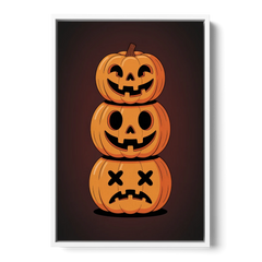 The Three Pumpkins - White Framed Canvas Wall Art - Front