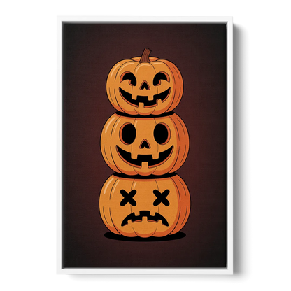 The Three Pumpkins - White Frame Canvas