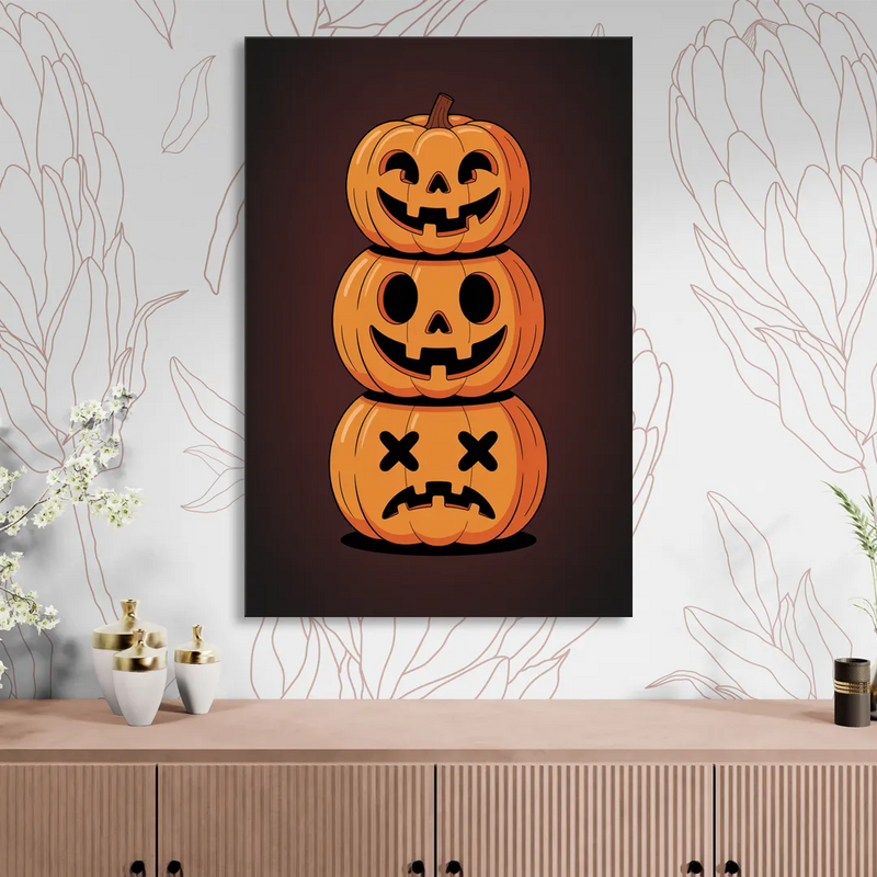 The Three Pumpkins Living Room - Canvas Wall Art