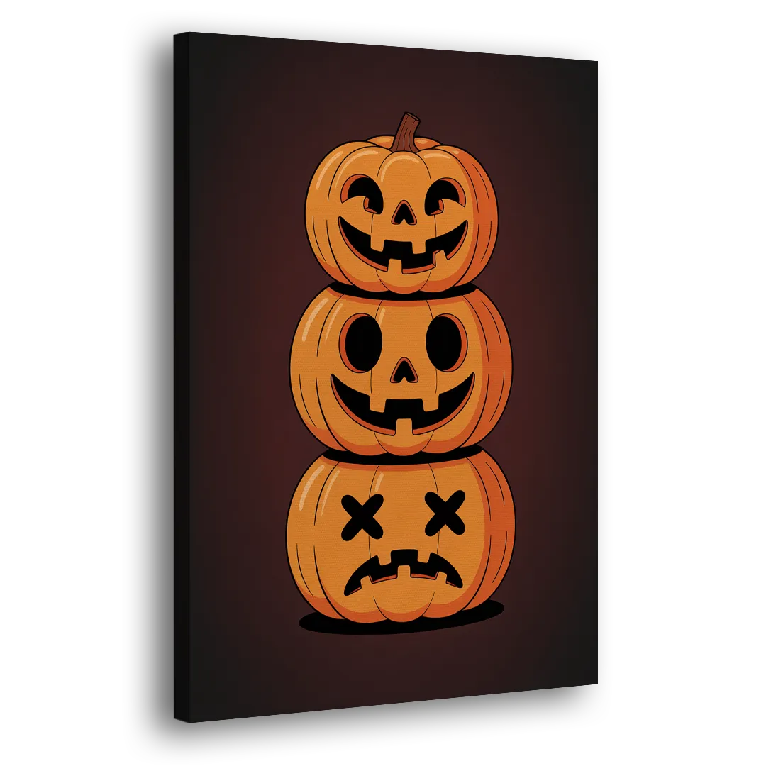 The Three Pumpkins Side - Canvas Wall Art