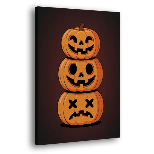 The Three Pumpkins Side - Canvas Wall Art