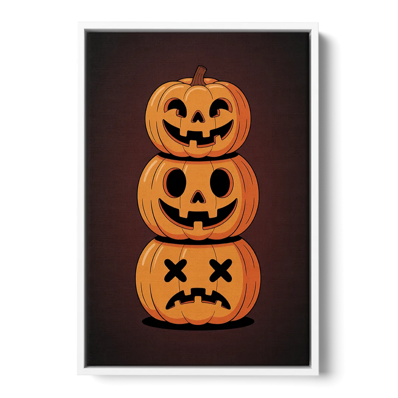 The Three Pumpkins Front - White Canvas Wall Art