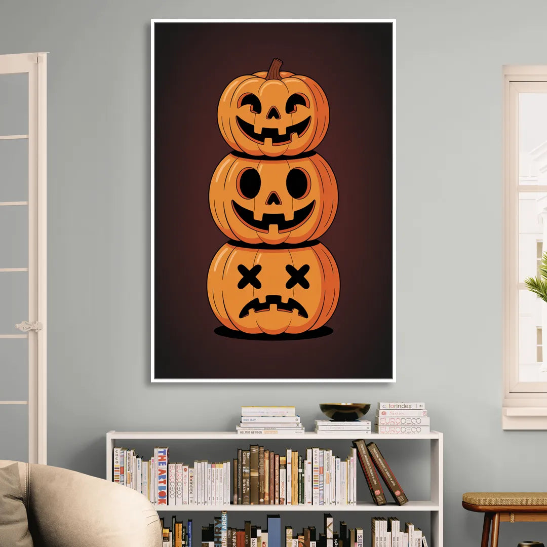 The Three Pumpkins Sitting Room - White Canvas Wall Art