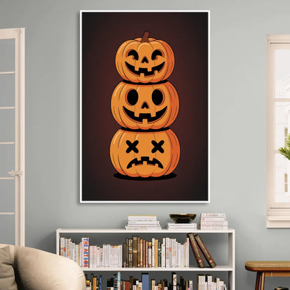 The Three Pumpkins Sitting Room - White Canvas Wall Art