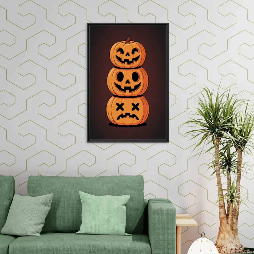 The Three Pumpkins - Living Room Black Frame Canvas