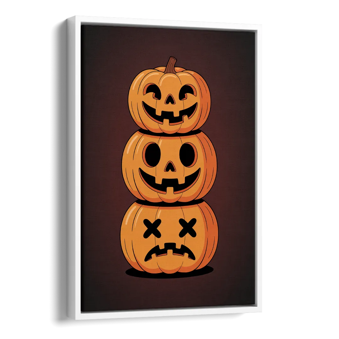 The Three Pumpkins Side - White Canvas Wall Art