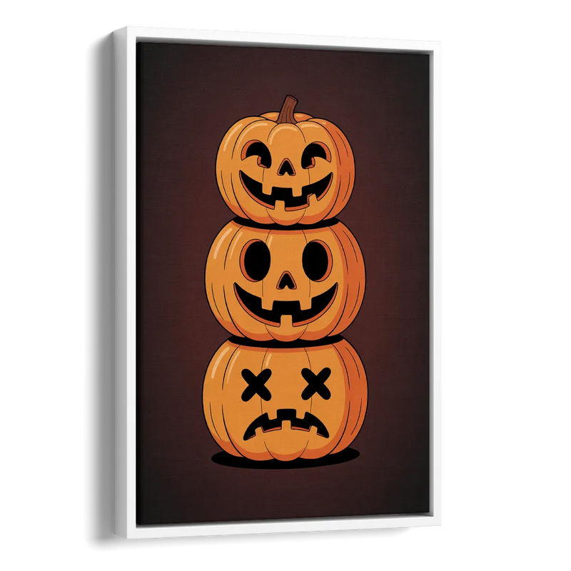 The Three Pumpkins Side - White Canvas Wall Art