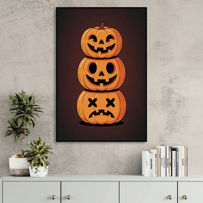 The Three Pumpkins Sitting Room - Black Canvas Wall Art