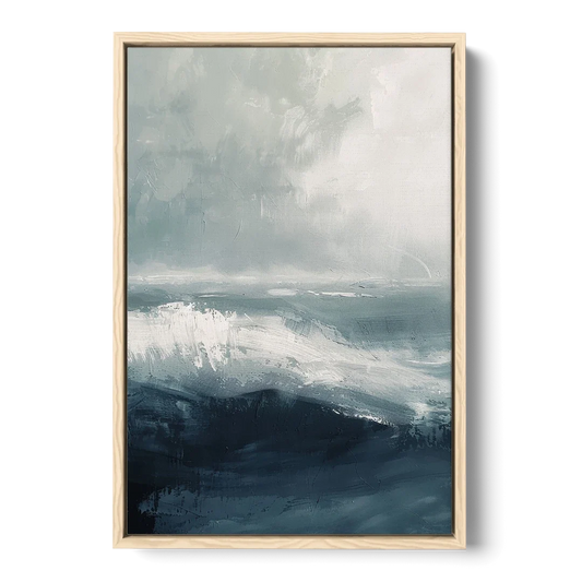 The Wave Breathes - Oak Framed Canvas Wall Art - Front