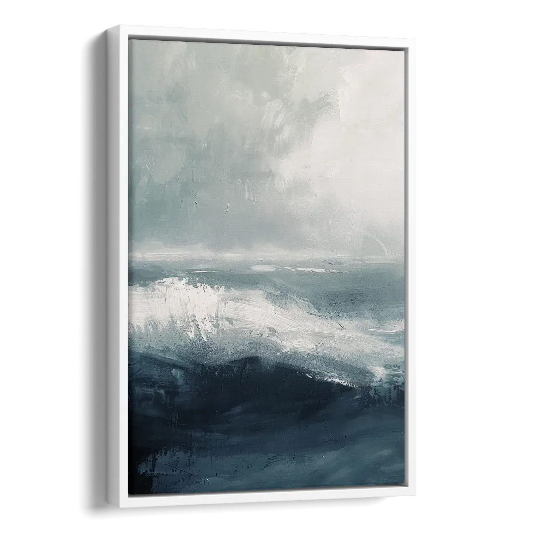 The Wave Breathes Side - White Canvas Wall Art