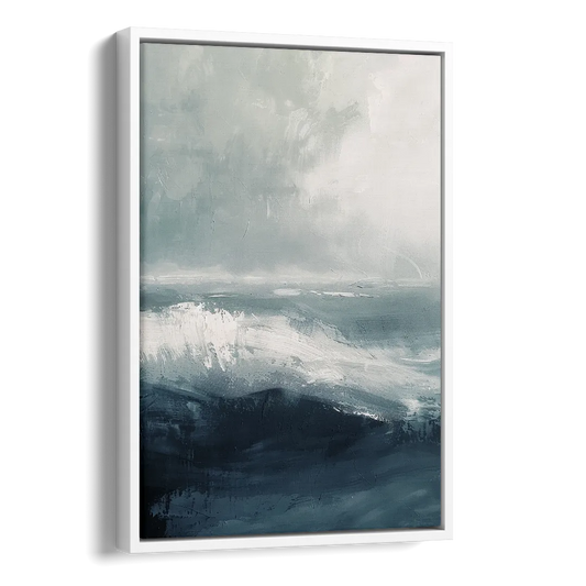The Wave Breathes Side - White Canvas Wall Art
