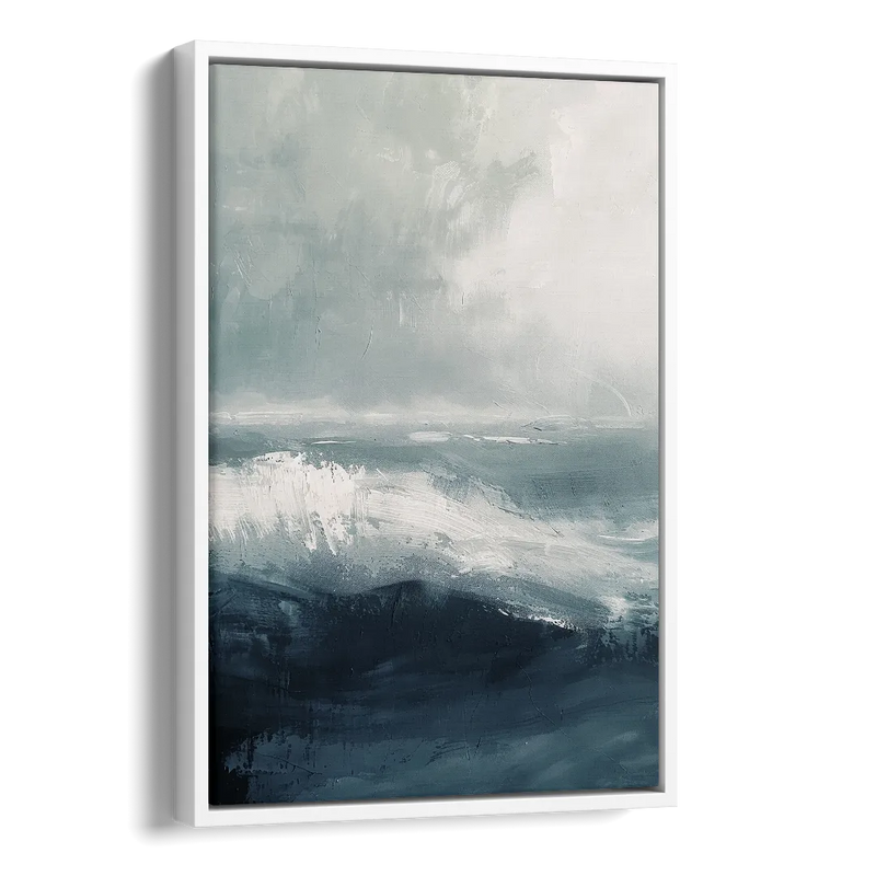 The Wave Breathes Side - White Canvas Wall Art