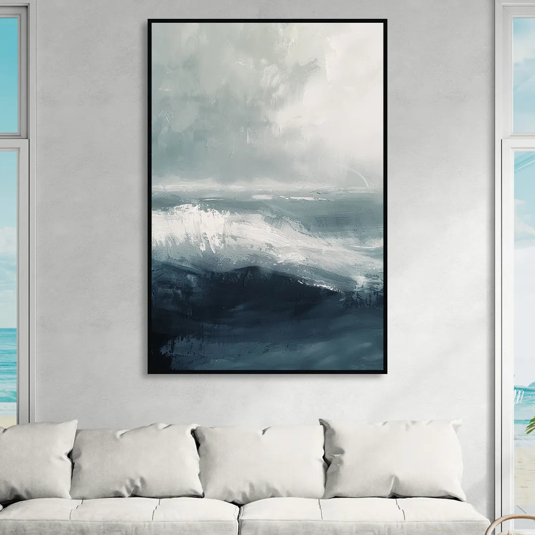 The Wave Breathes Sitting Room - Black Canvas Wall Art