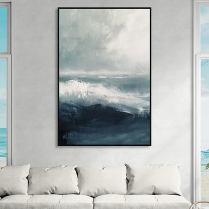 The Wave Breathes Sitting Room - Black Canvas Wall Art