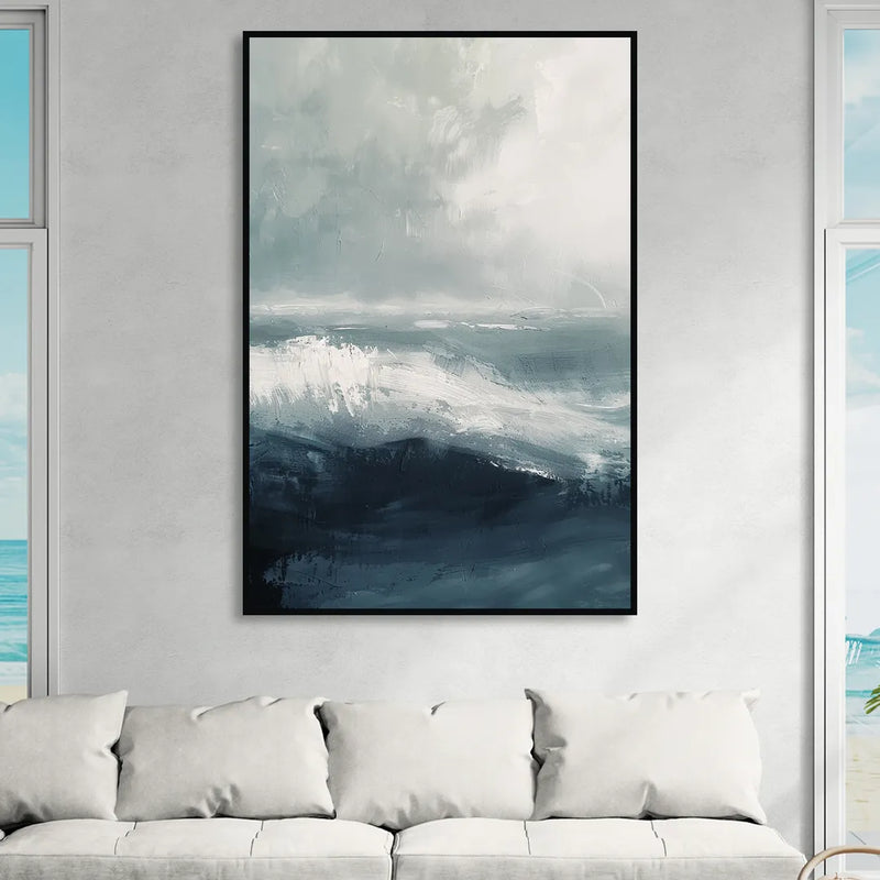 The Wave Breathes Sitting Room - Black Canvas Wall Art