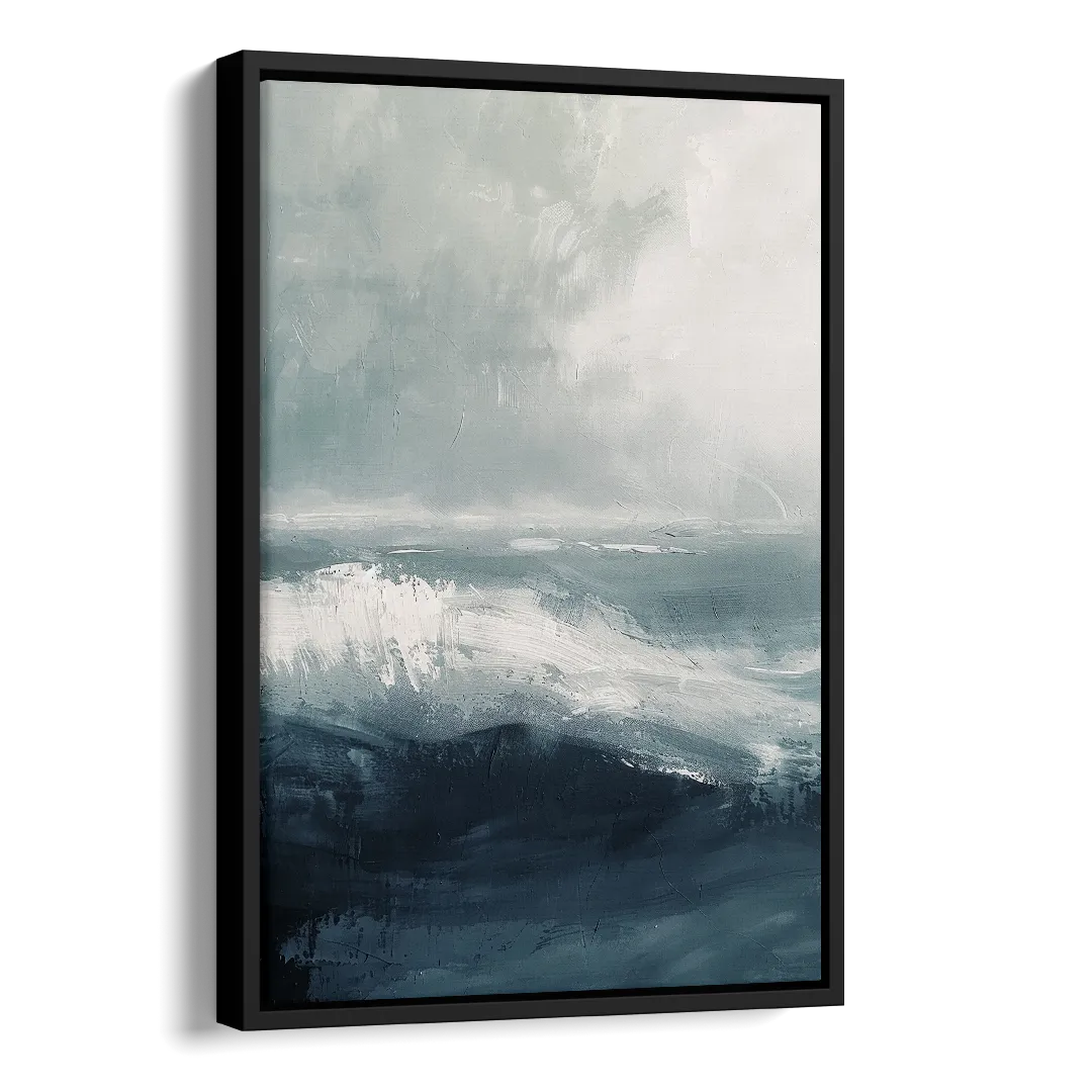 The Wave Breathes Side - Black Canvas Wall Art
