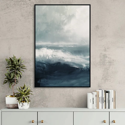 The Wave Breathes Living Room - Black Canvas Wall Art