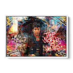 The World is Yours - White Framed Canvas Wall Art - Front
