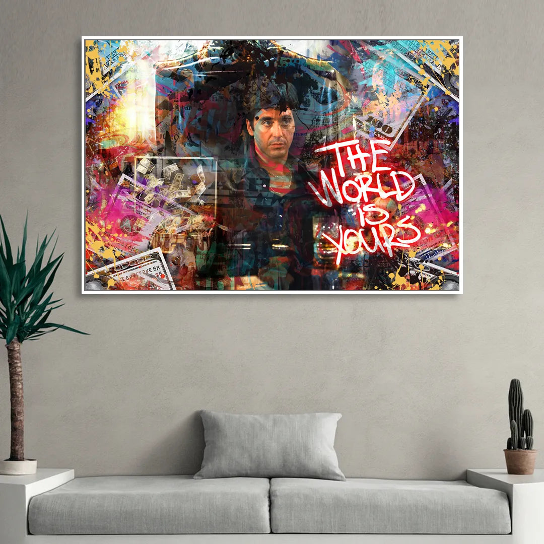 The World is Yours Sitting Room - White Canvas Wall Art