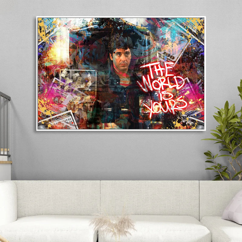 The World is Yours Living Room - White Canvas Wall Art