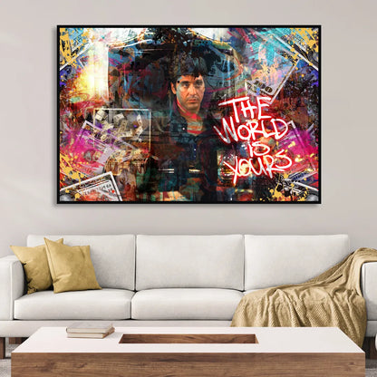 The World is Yours Sitting Room - Black Canvas Wall Art