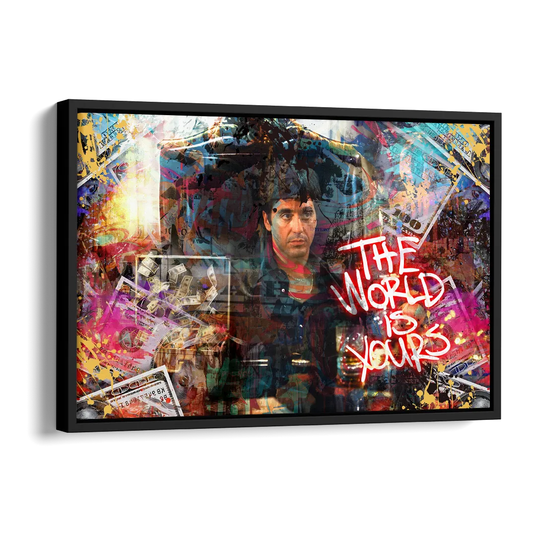 The World is Yours Side - Black Canvas Wall Art