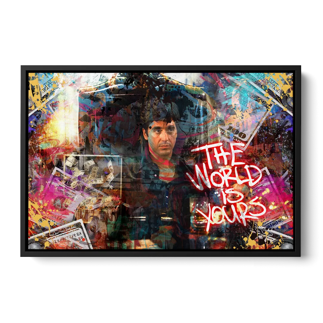 The World is Yours Front - Black Canvas Wall Art