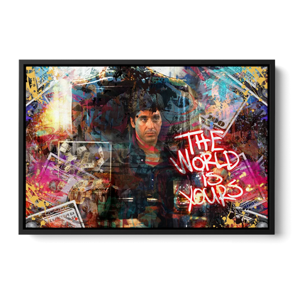 The World is Yours Front - Black Canvas Wall Art