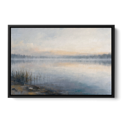 Therapist Office Wall Art of Reeds at Dawn - Black Framed Canvas Wall Art - Front