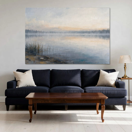Therapist Office Wall Art of Reeds at Dawn - Canvas Wall Art - Sofa - 60x40
